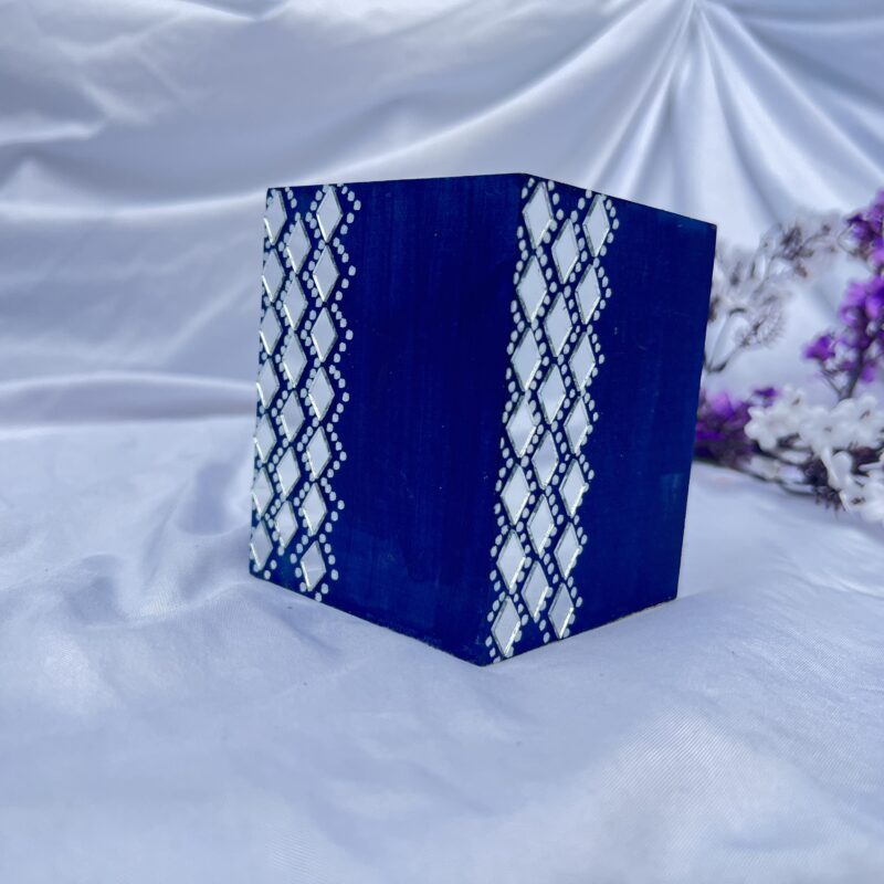 Elegant Blue - Handmade Wooden Desk Organizer / Pencil Holder