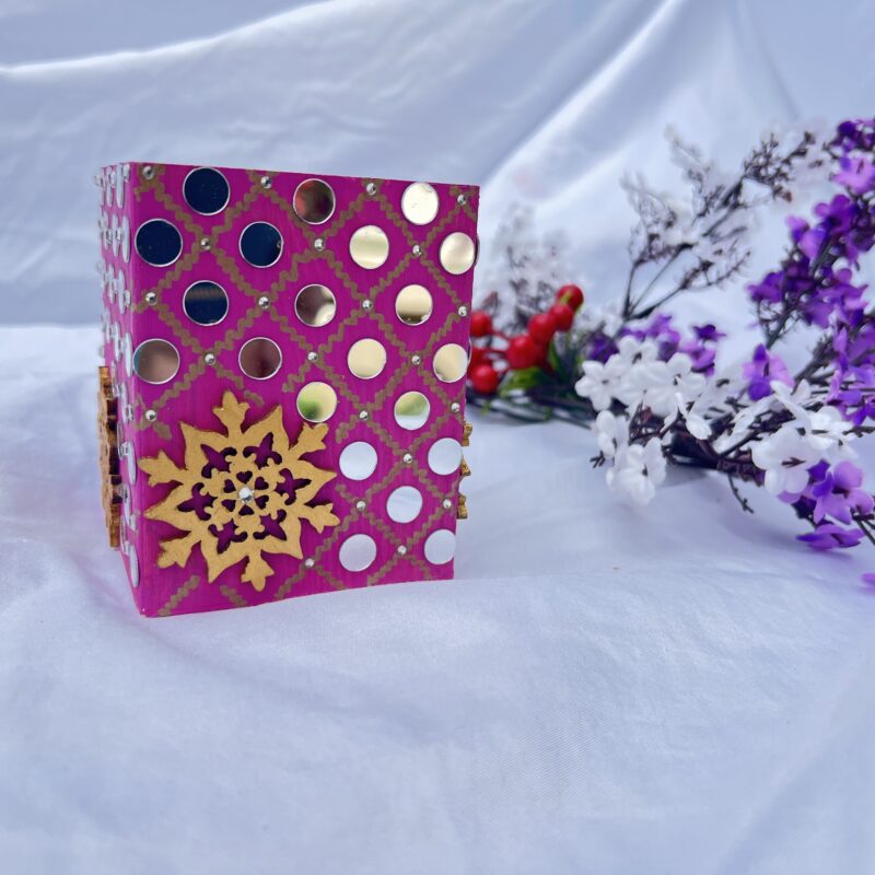 Shiny Pink Handmade Wooden Desk Organizer / Pencil Holder