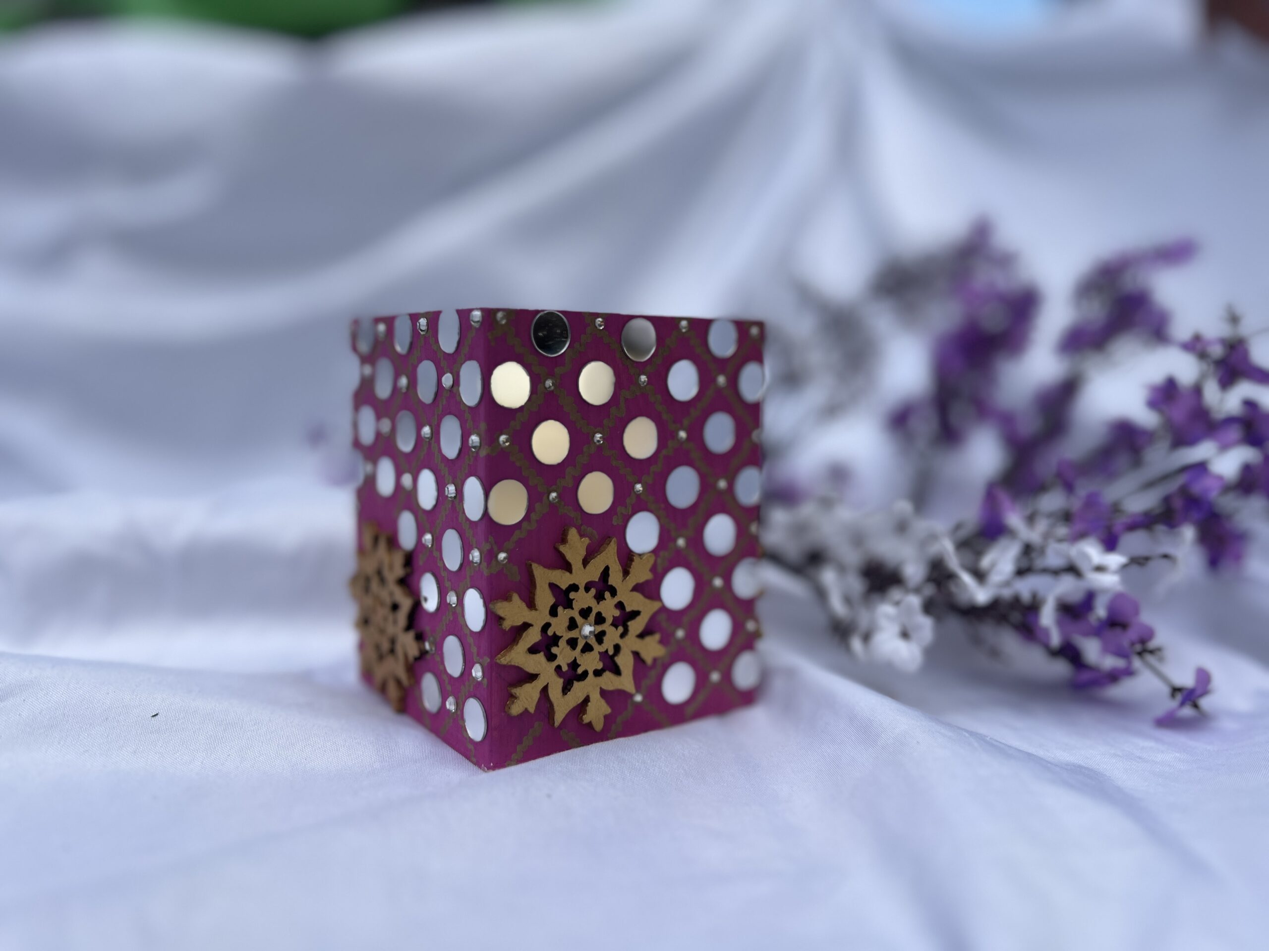 Shiny Pink Handmade Wooden Desk Organizer / Pencil Holder - Image 3
