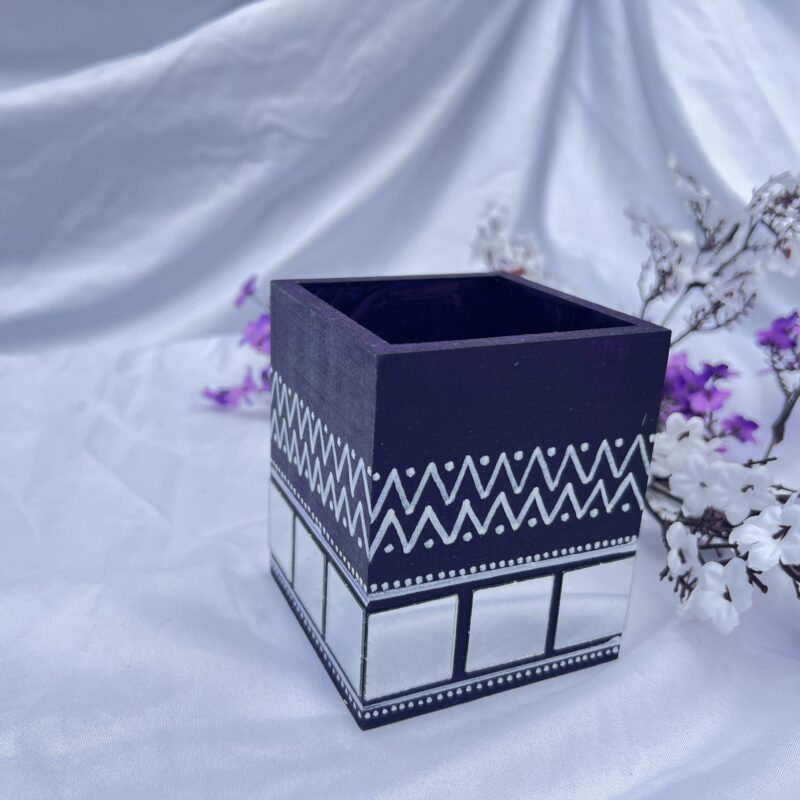 Handcrafted Purple Pencil Holder / Wooden Desk Organizer