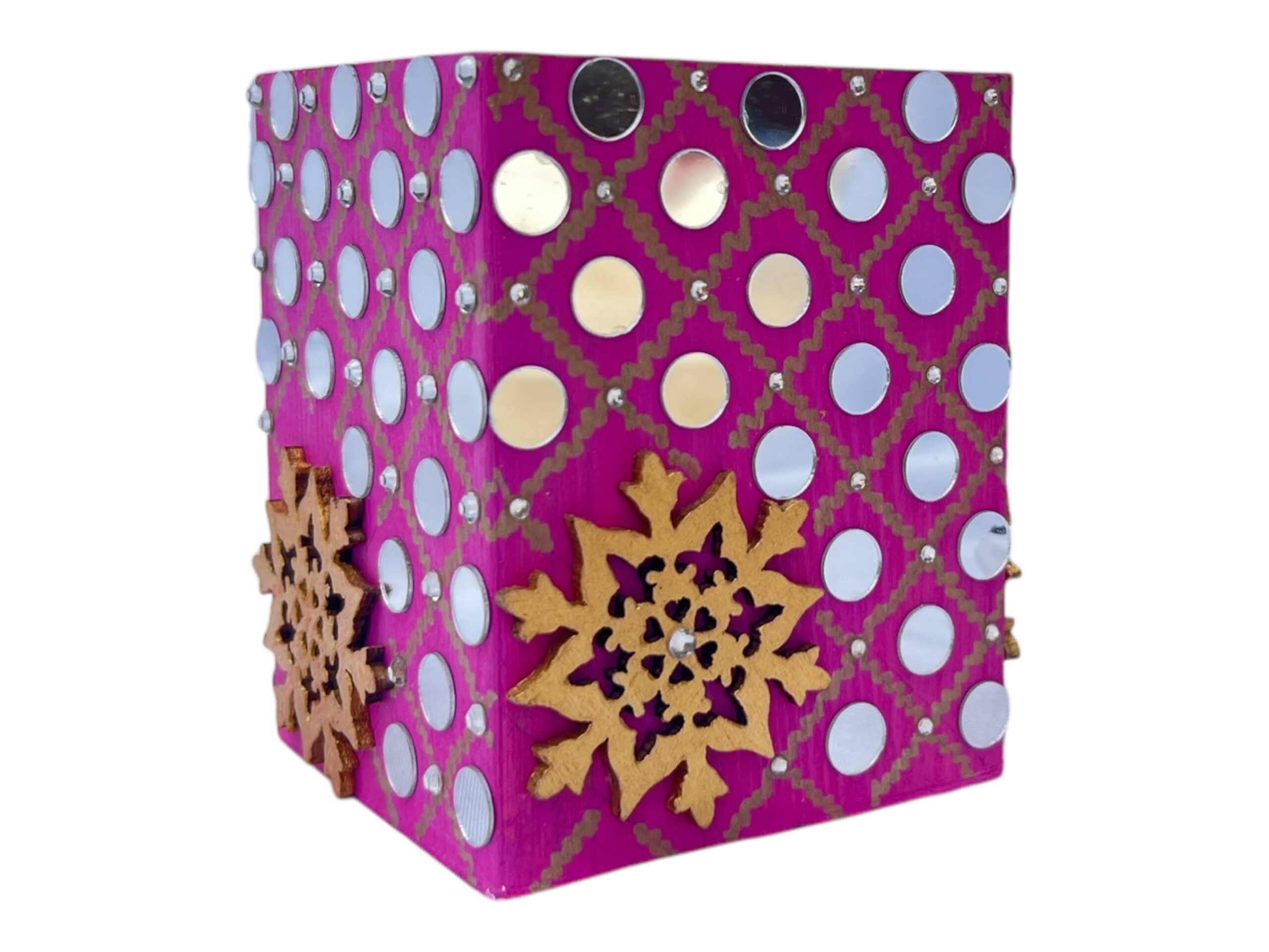 Shiny Pink Handmade Wooden Desk Organizer / Pencil Holder - Image 5