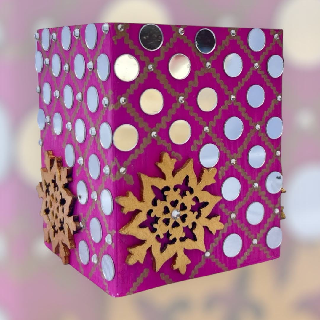 Shiny Pink Handmade Wooden Desk Organizer / Pencil Holder - Image 6