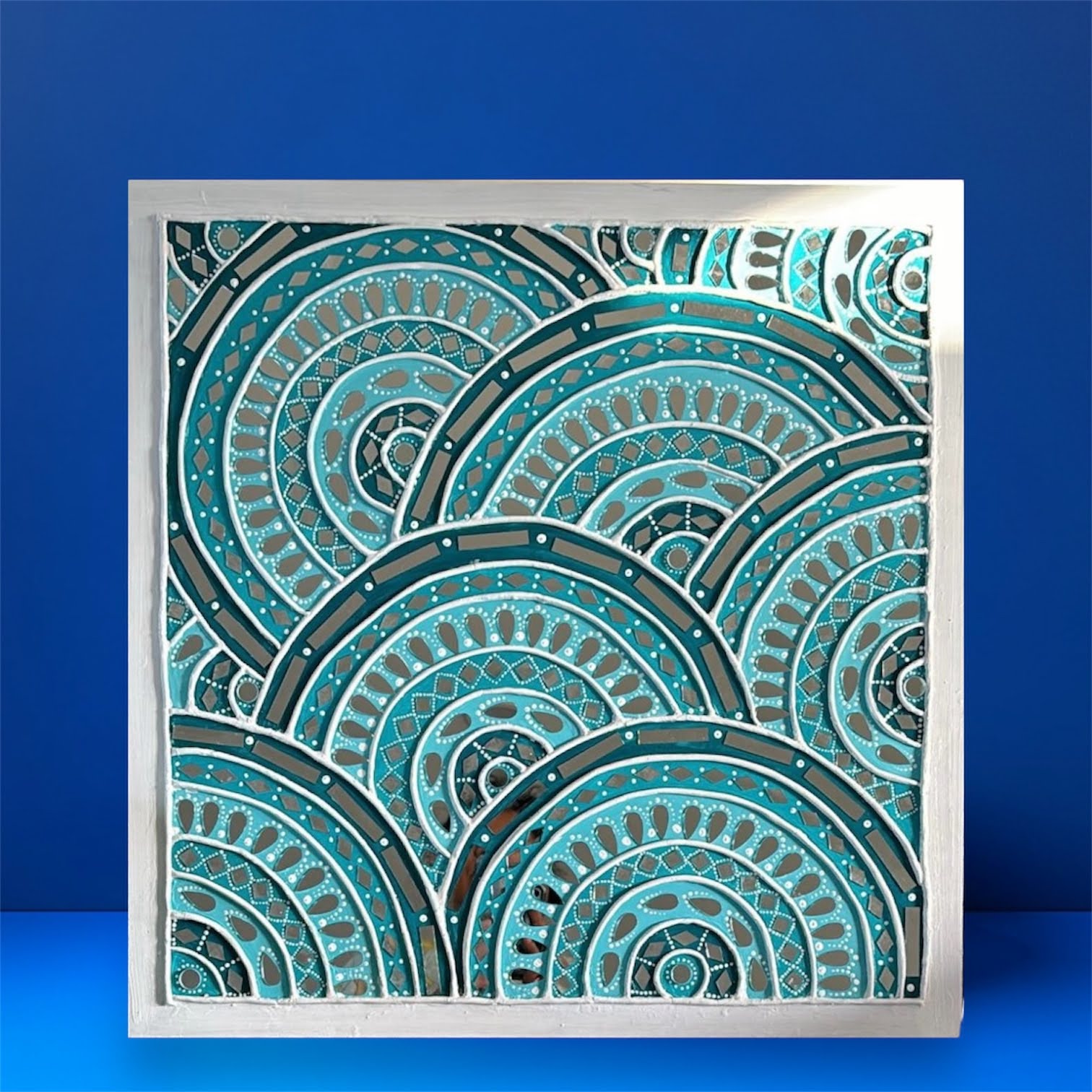 Aqua Echoes Lippan Wall Art – Extra Large Handmade Design