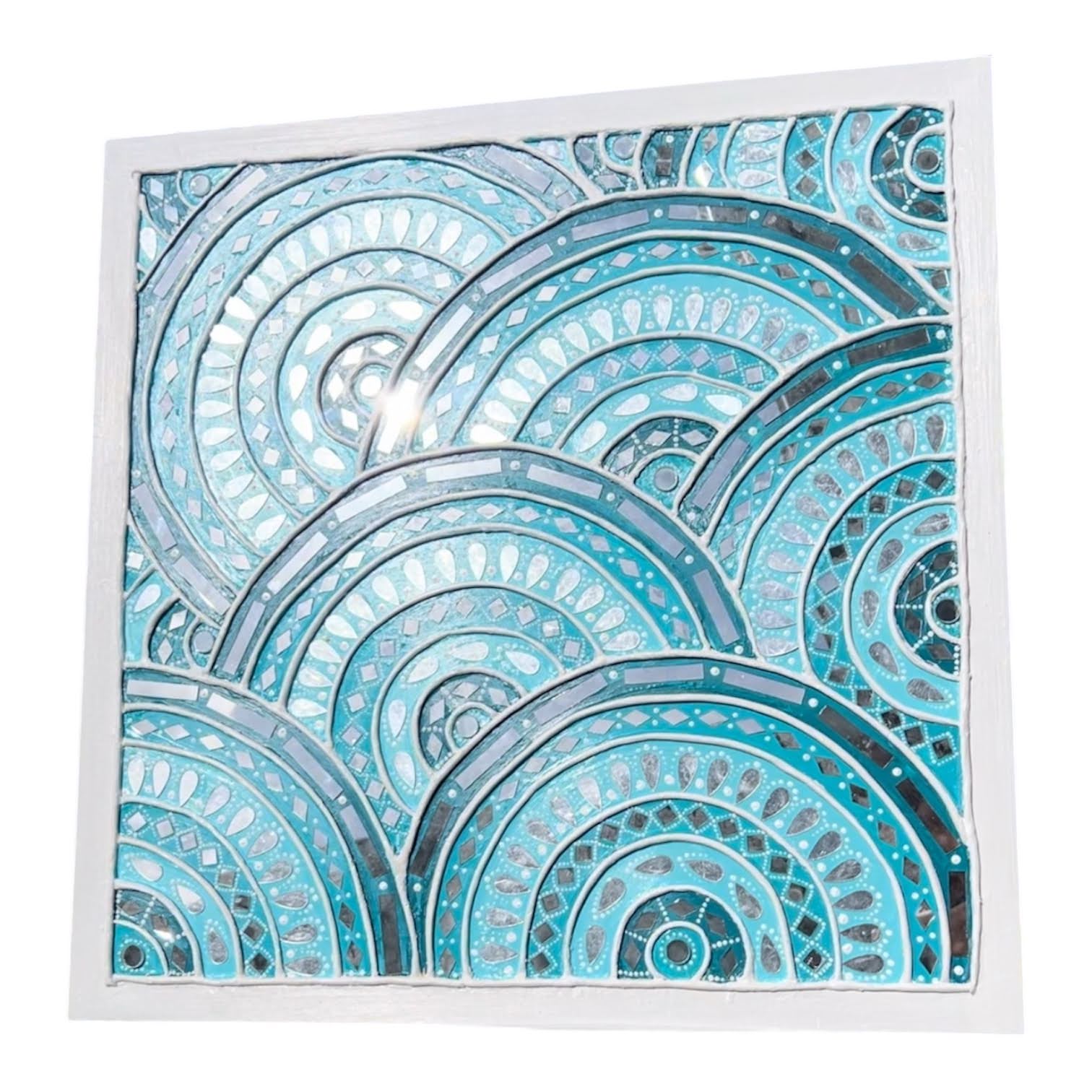 Lippan Art – Aqua Echoes (Extra Large Size) | Handmade Mirror Art NZ - Image 7