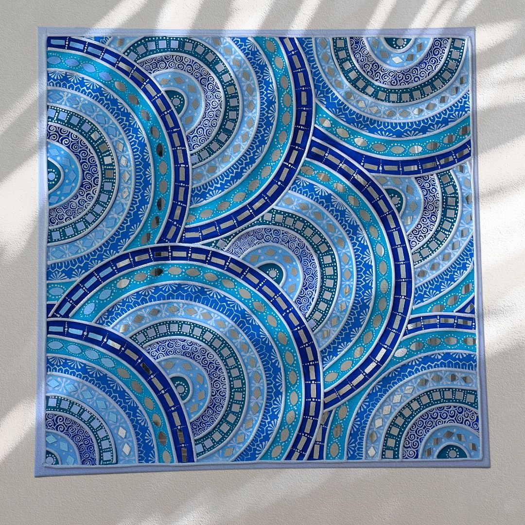 Lippan Art – Aqua Echoes (Extra Large Size) | Handmade Mirror Art NZ - Image 10