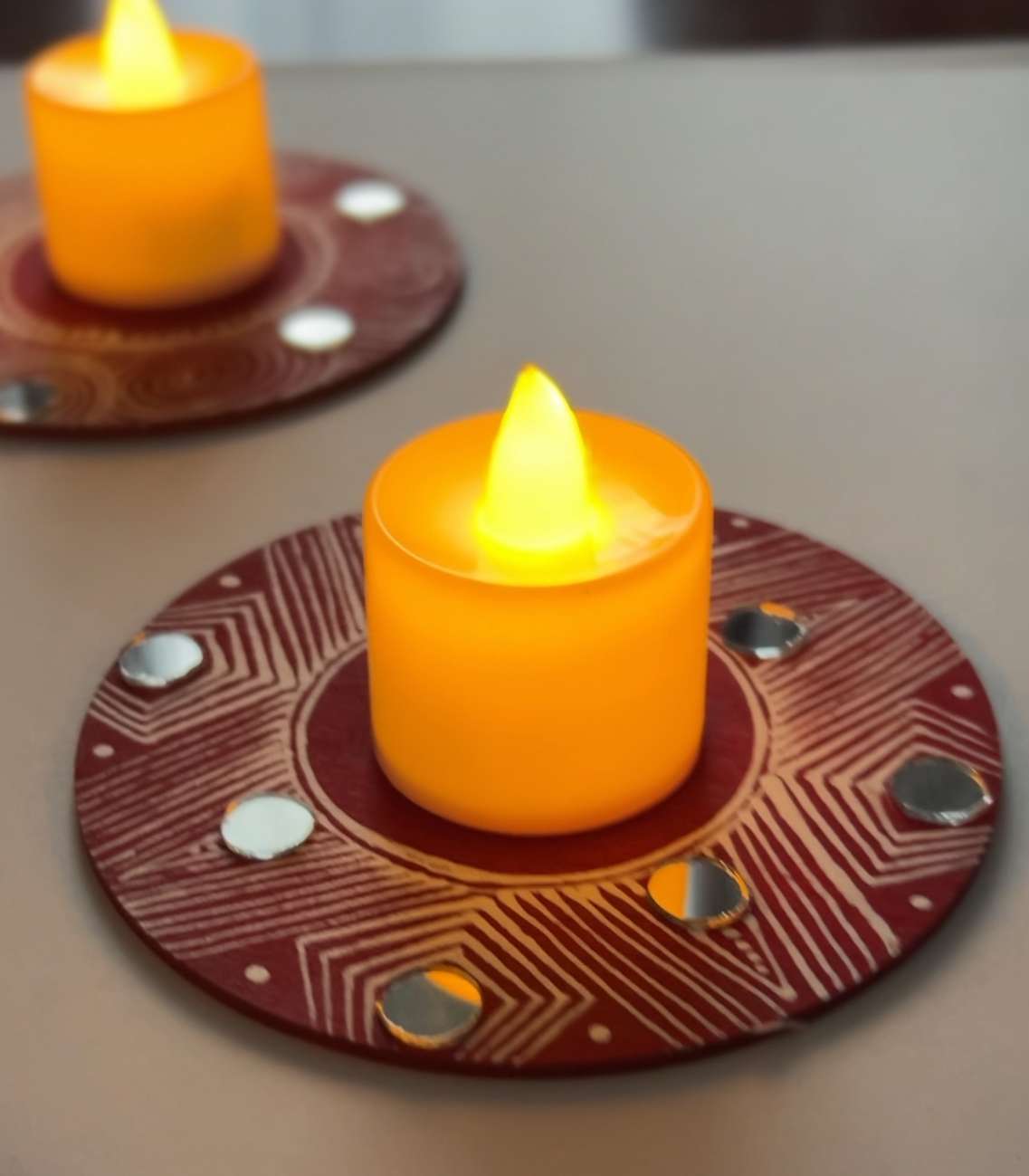 Aipan Diya Stands (set of 2) - Image 2