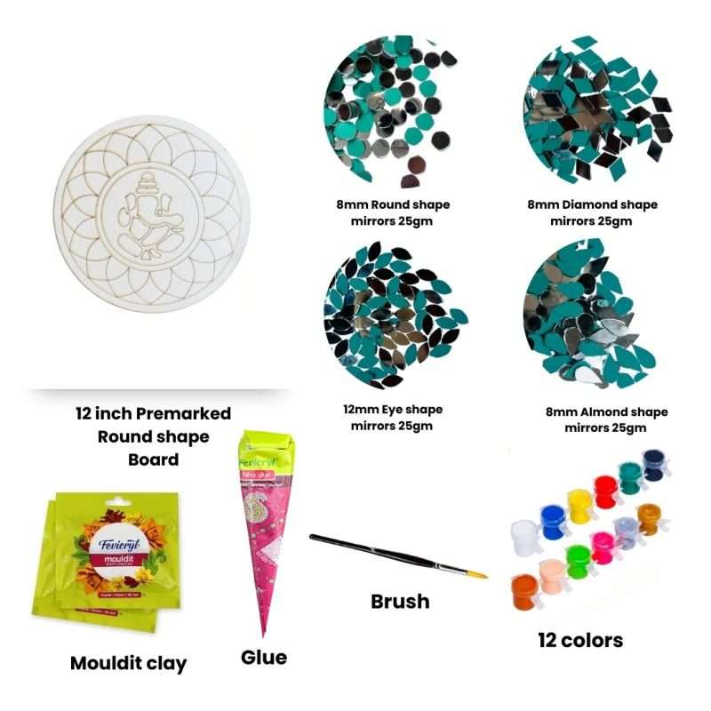 Ganapati design Lippan Art_No 10 (Medium Size)