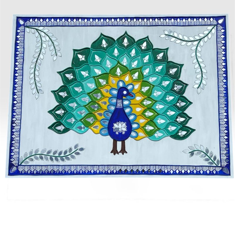 Dancing Peacock in Lippan Art