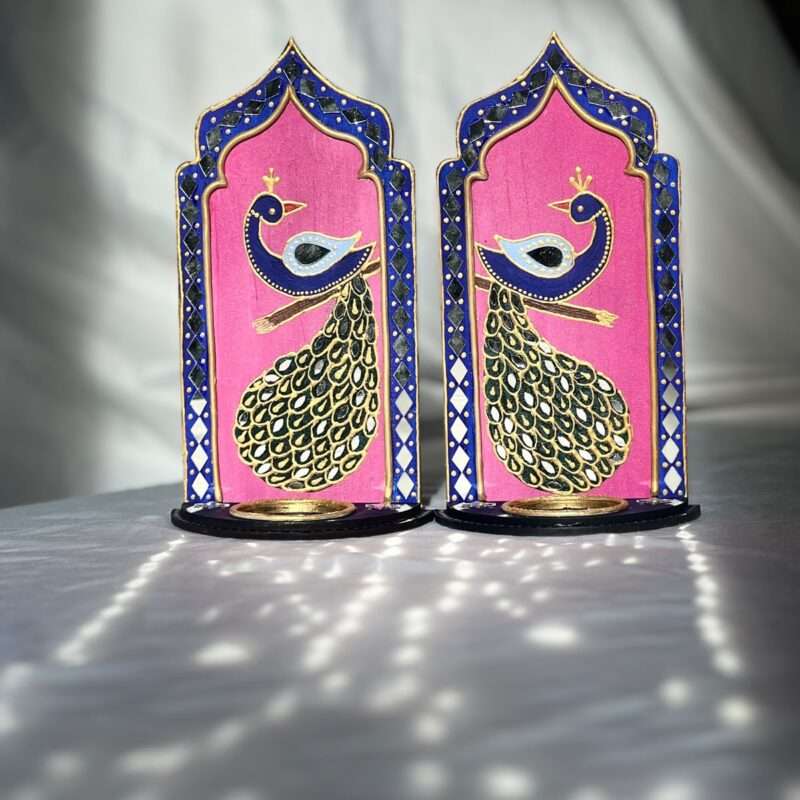 Tealight or Diya Holder with Lippan Art